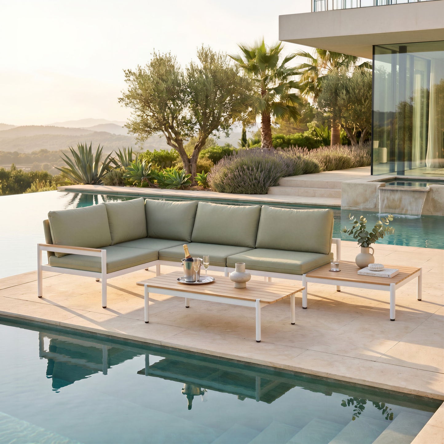 Lychee - Modular Sectional - Green / White