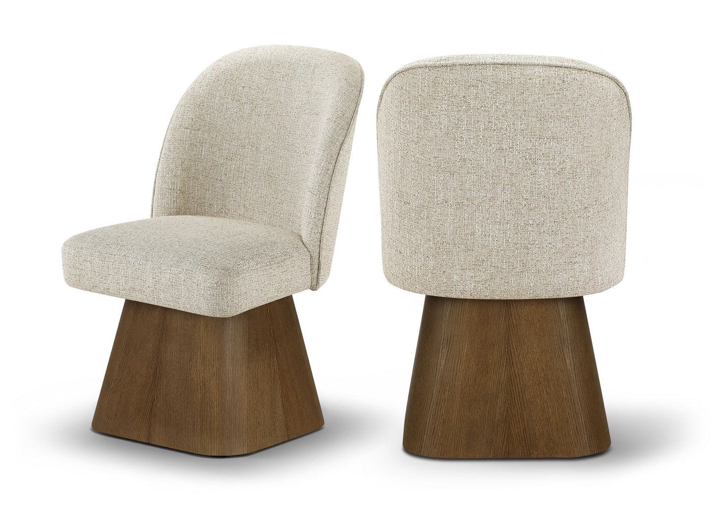 Marlowe - Linen Textured Fabric Upholstered Swivel Dining Side Chair - Stained Brown