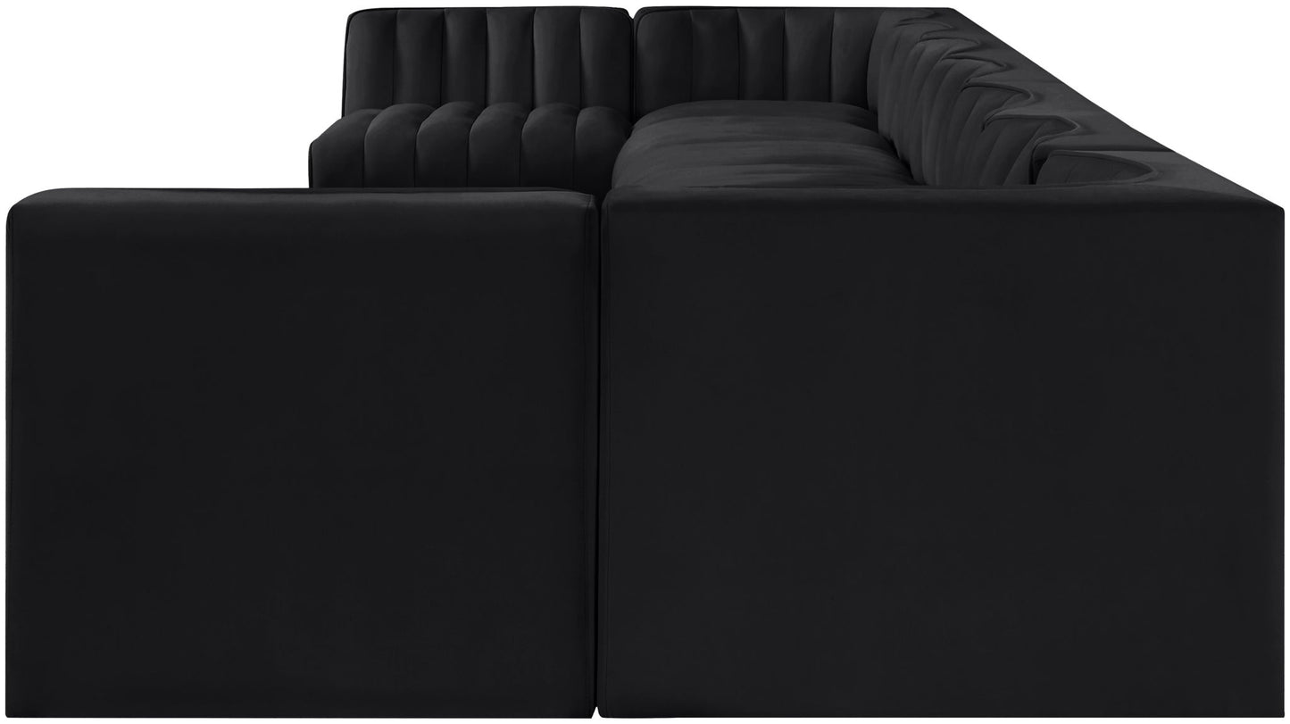 Rummi - Armless Velvet Performance Fabric Upholstered 9 Piece Modular Sectional