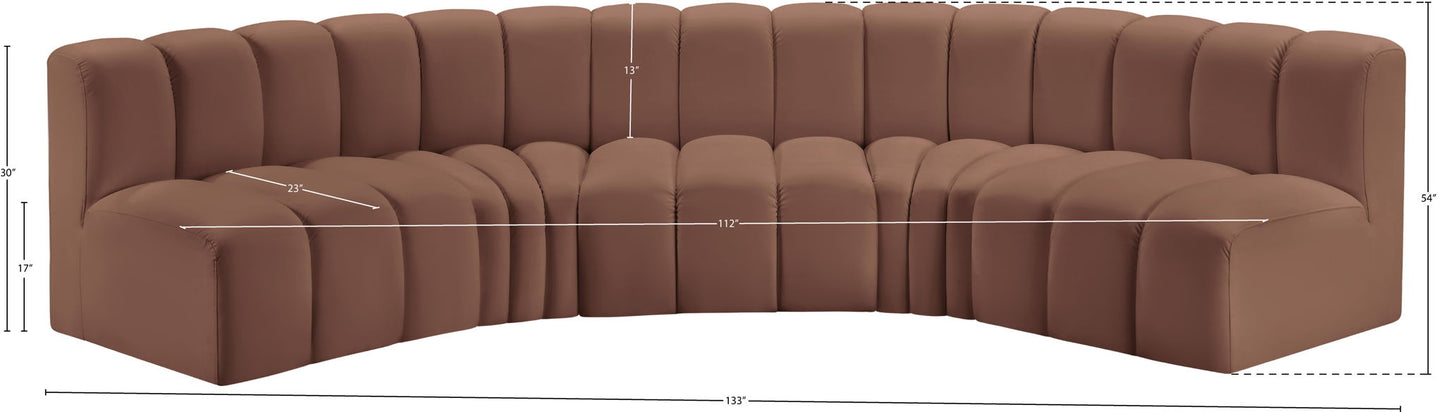 Arc - Faux Leather 5 Piece U-Shaped Modular Sofa