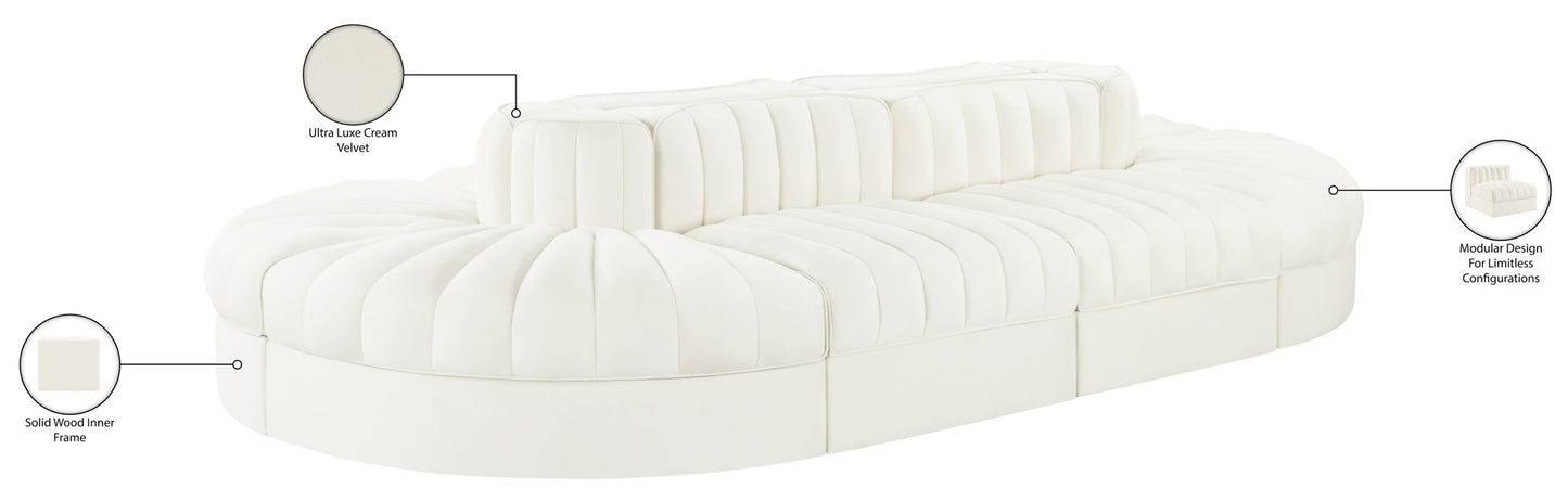 Rummi - Oval Velvet Performance Fabric Upholstered 8 Piece Modular Sectional
