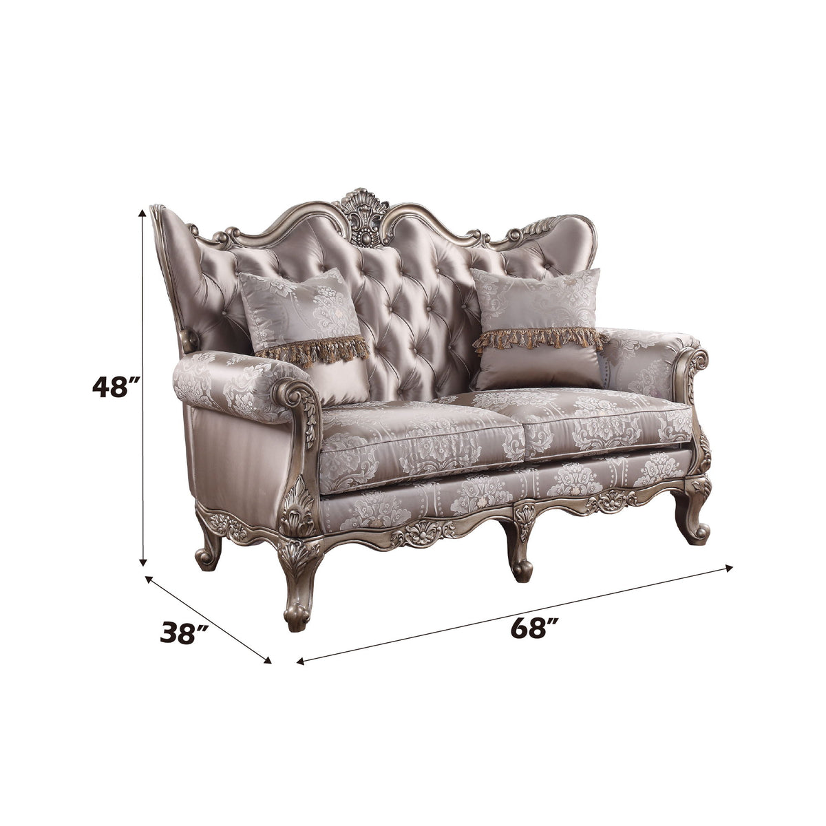 Jayceon - Loveseat With 2 Pillows - Fabric & Champagne