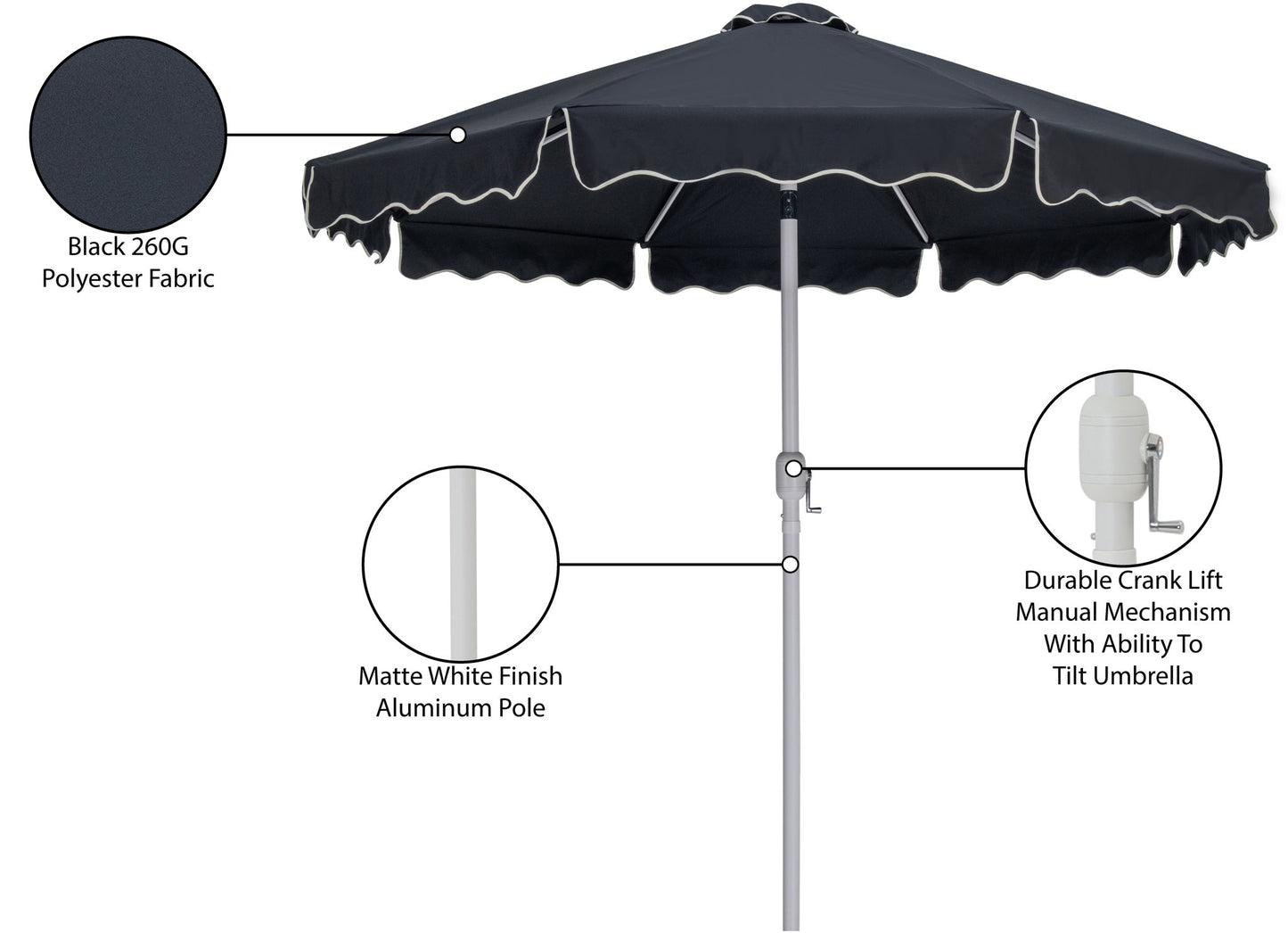 Amalfi - Patio Umbrella - White Pole