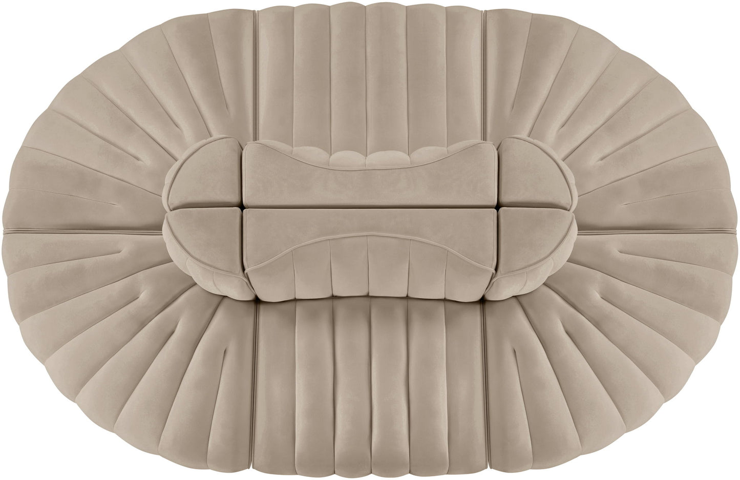 Rummi - Oval Velvet Performance Fabric Upholstered 6 Piece Modular Sectional