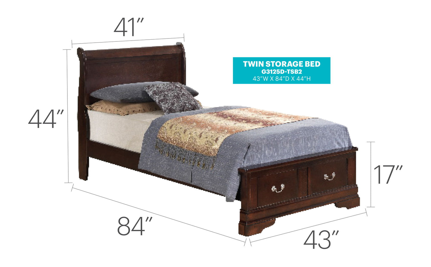 Glory Furniture - Louis Phillipe - Storage Bed