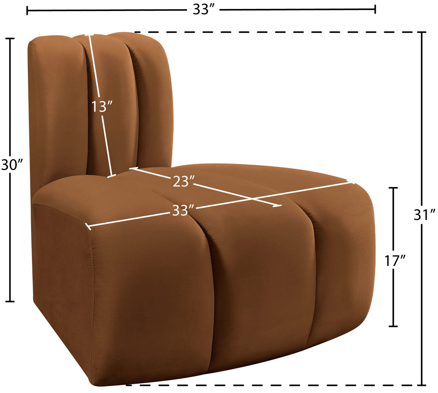Arc - Velvet Reverse Corner Chair - Saddle