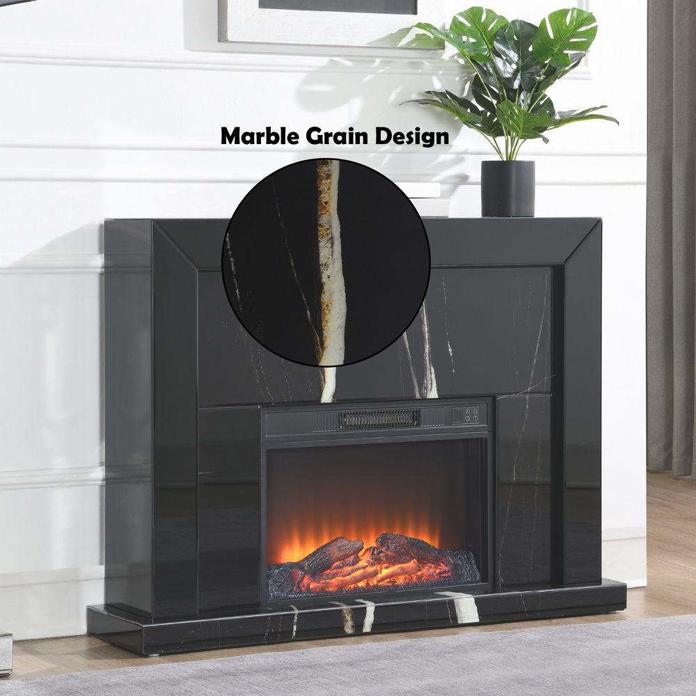 Drisana - Fireplace - Black Mirrored