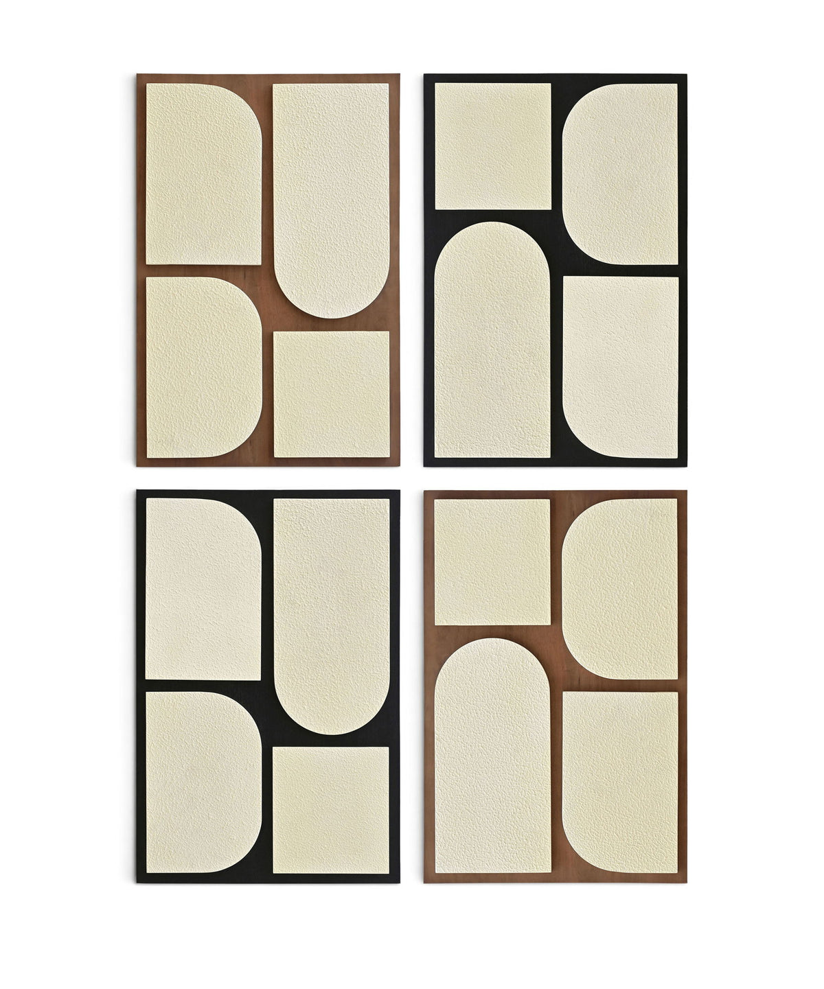 Icon - Mango Wood 4 Piece Wall Art - Black / Natural