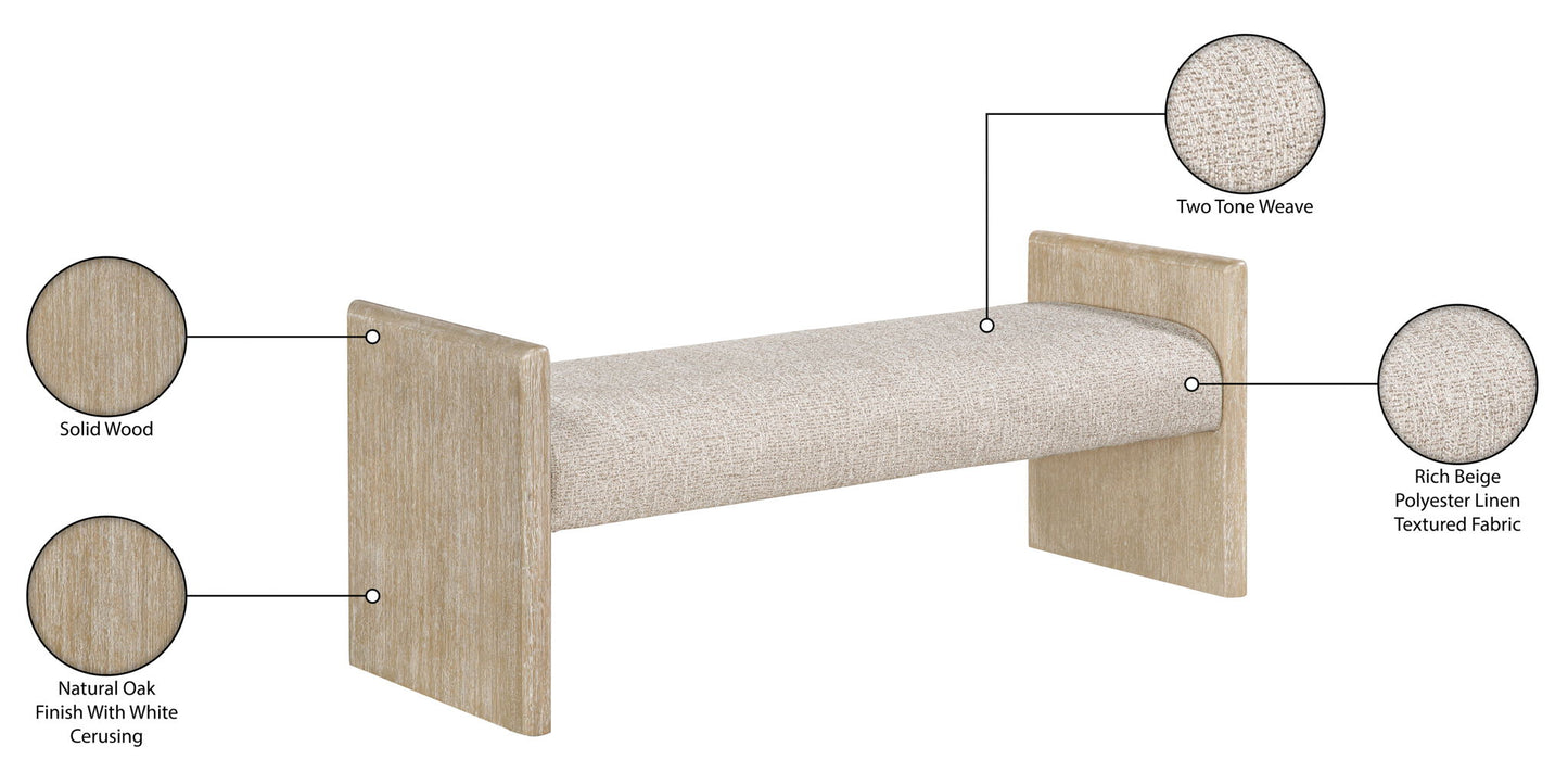 Hickory - Fabric Upholstered Bench - Natural Frame