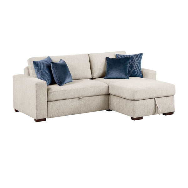 Isla 2-Piece Sectional with Reversible Chaise, Pull-out Bed and Hidden Storage, Click Motion Back