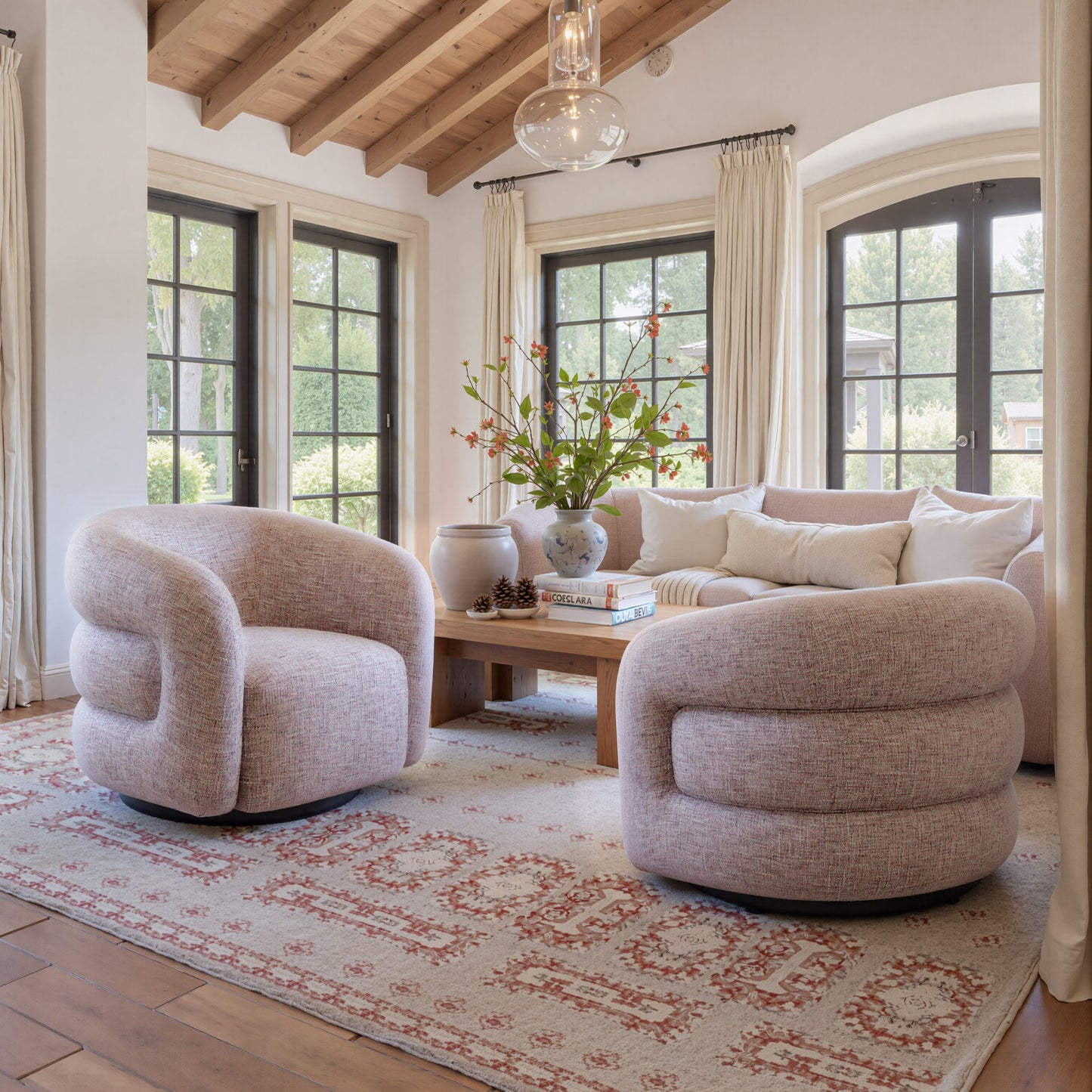 Refine - Swivel Chair - Pink Tweed