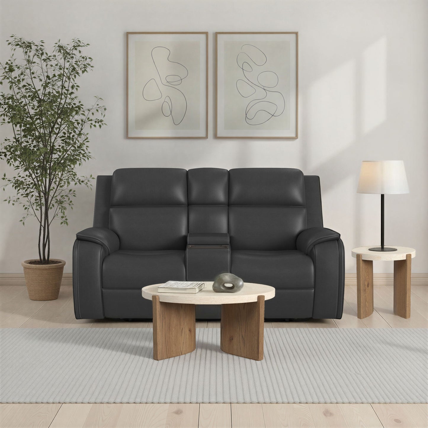 Ziggy - Power Reclining Loveseat With Console, Power Headrest, Lumbar, Heat & Massage