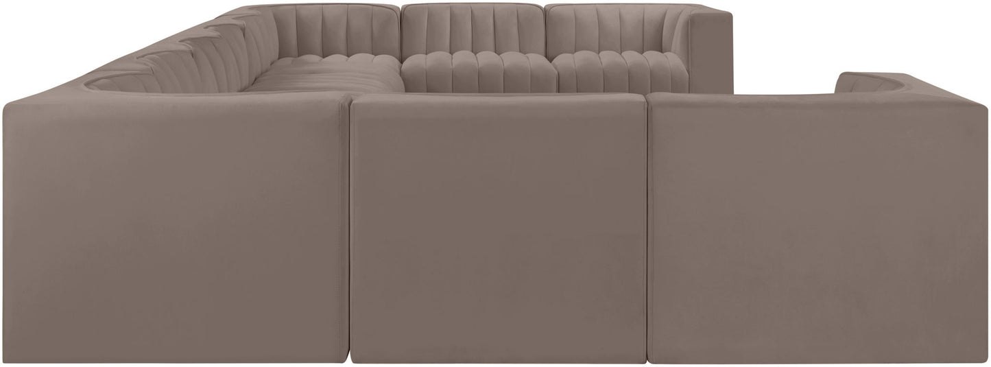 Rummi - Velvet Performance Fabric Upholstered 10 Piece Modular Sectional