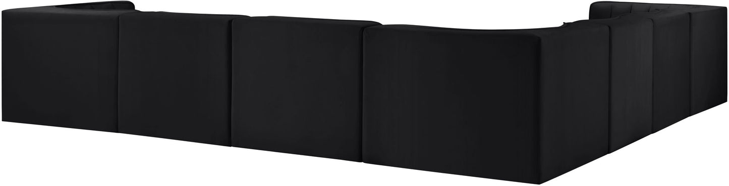 Rummi - Symmetrical Velvet Performance Fabric Upholstered 7 Piece Modular Sectional (With 3 Corner Chairs)