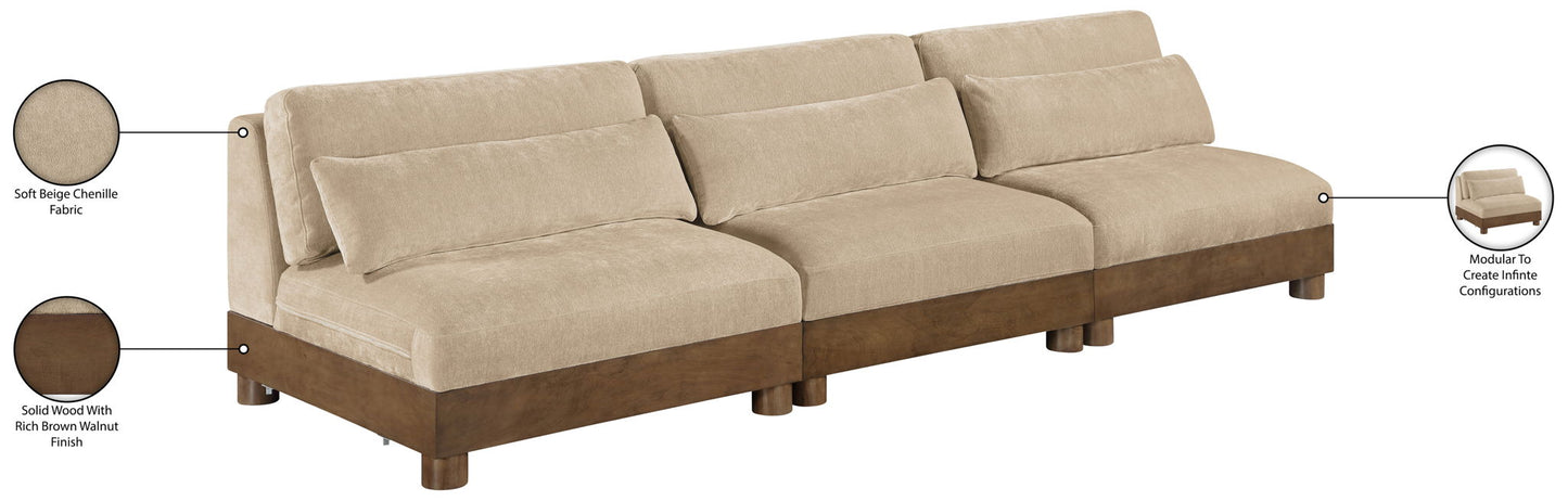 Turin - Chenille Fabric Upholstered Modular Sectional - Beige