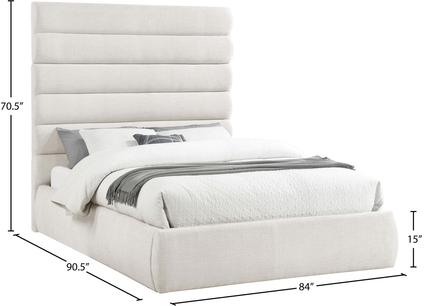Adam - Linen Fabric Bed With 70.5" Headboard