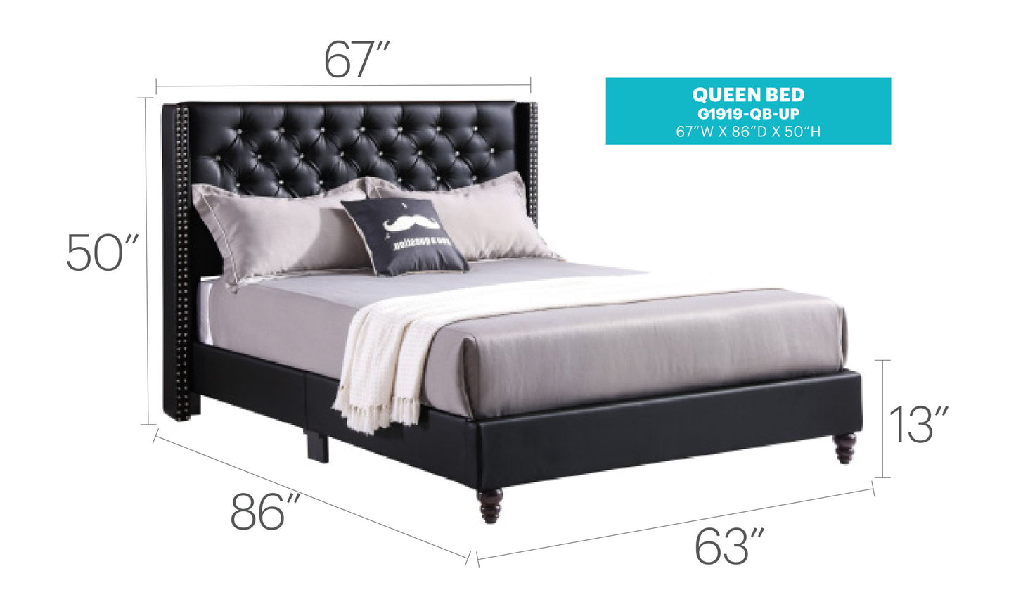 Glory Furniture - Julie - Faux Crystals Tufted Upholstered Bed