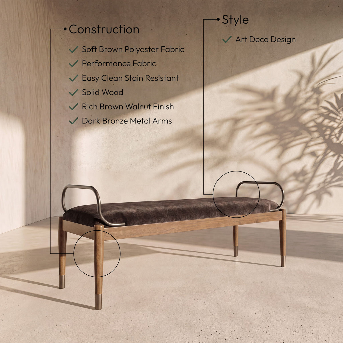 Cambria - Fabric Upholstered Bench