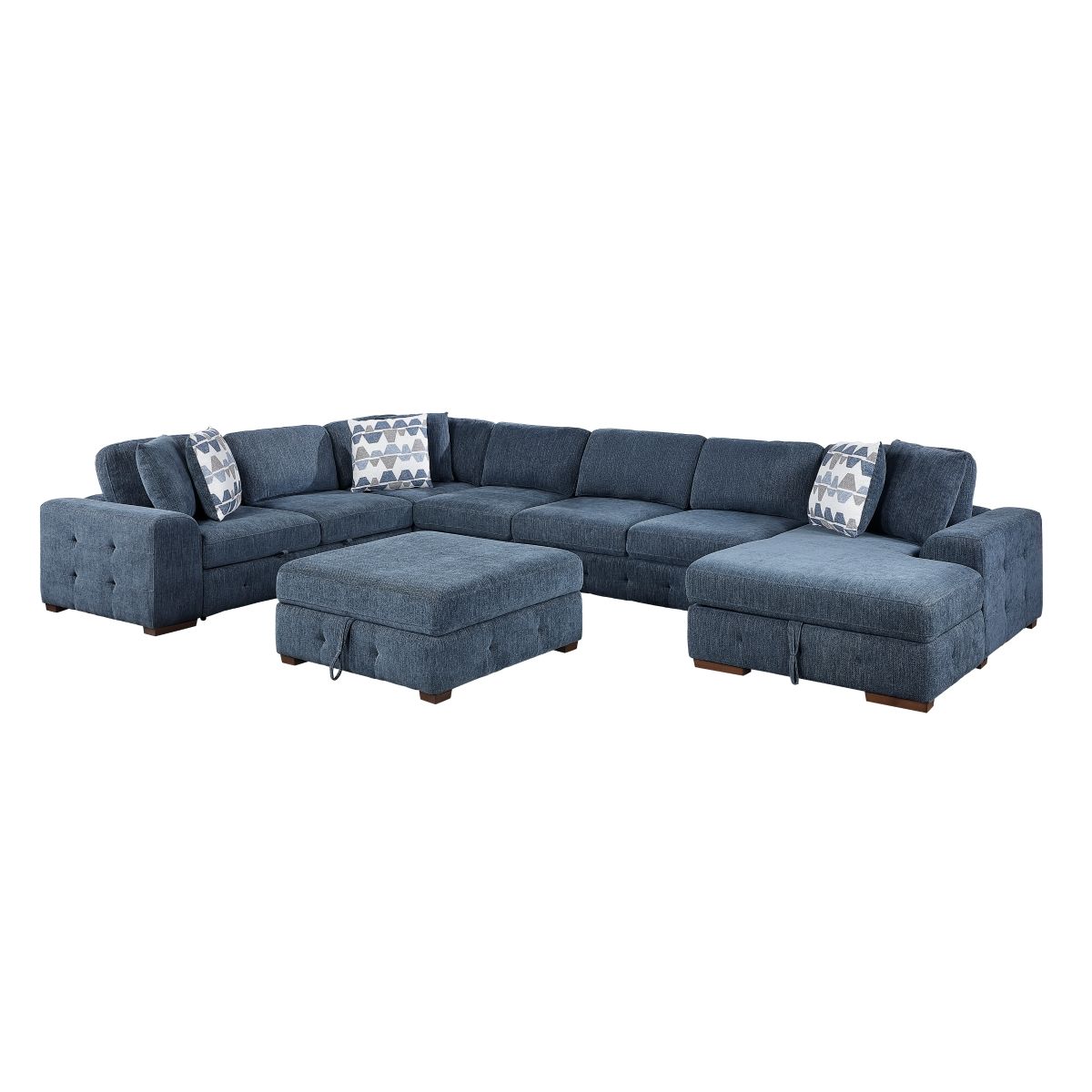 Raife 6-Piece Sectional with Right Chaise, Pull-out Bed and Ottoman