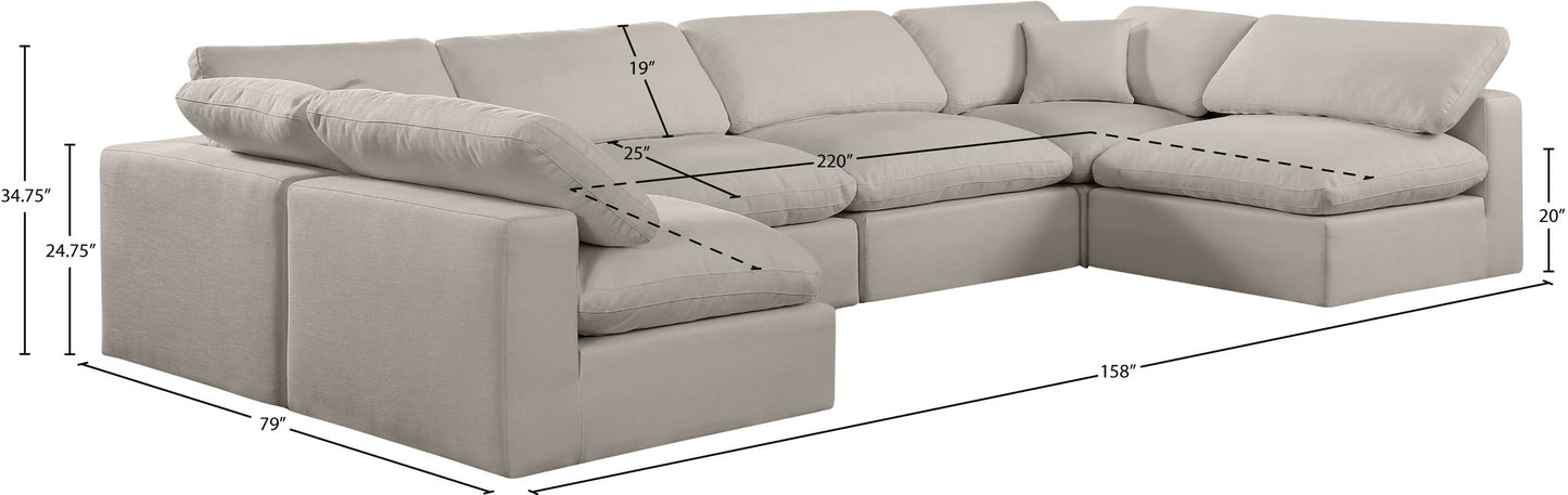 Comfy - 6 Piece Linen Modular Armless Sectional