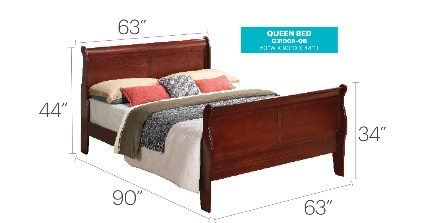 Glory Furniture - Louis Phillipe - Sleigh Bed