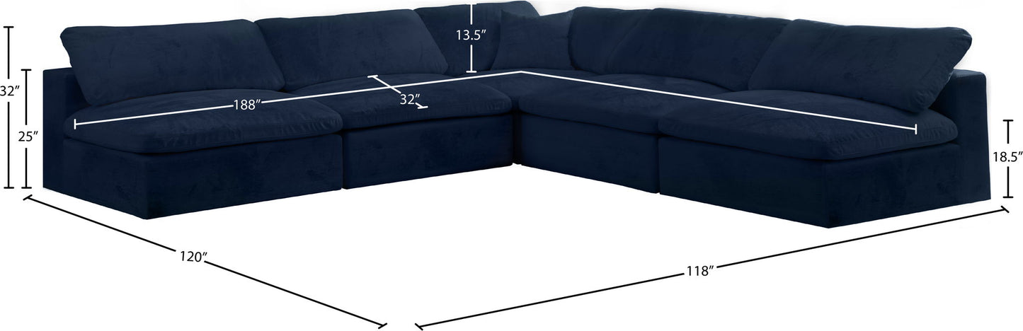 Cozy - 5 Piece Modular Corner Armless Sectional