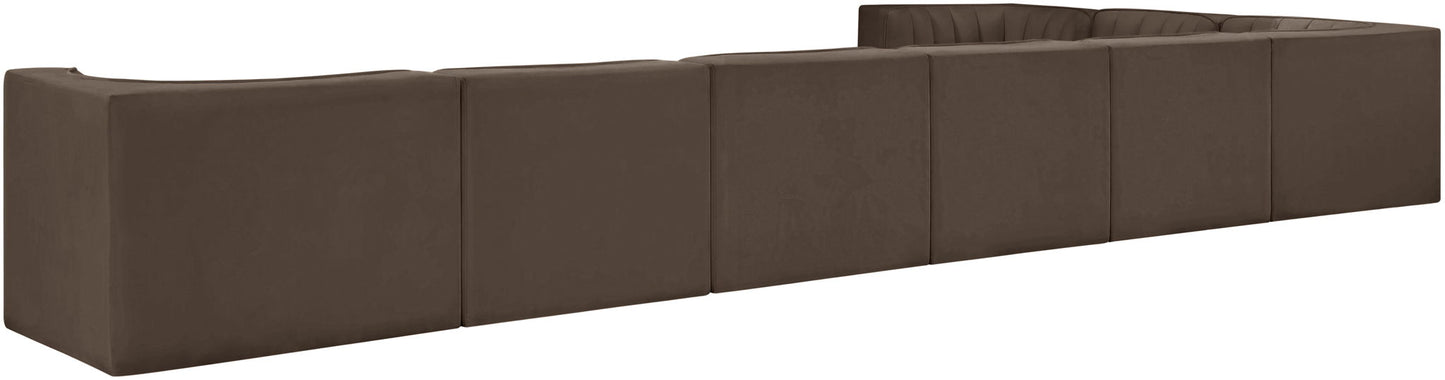 Rummi - Velvet Performance Fabric Upholstered 8 Piece Modular Sectional (With 3 Corner Chairs)