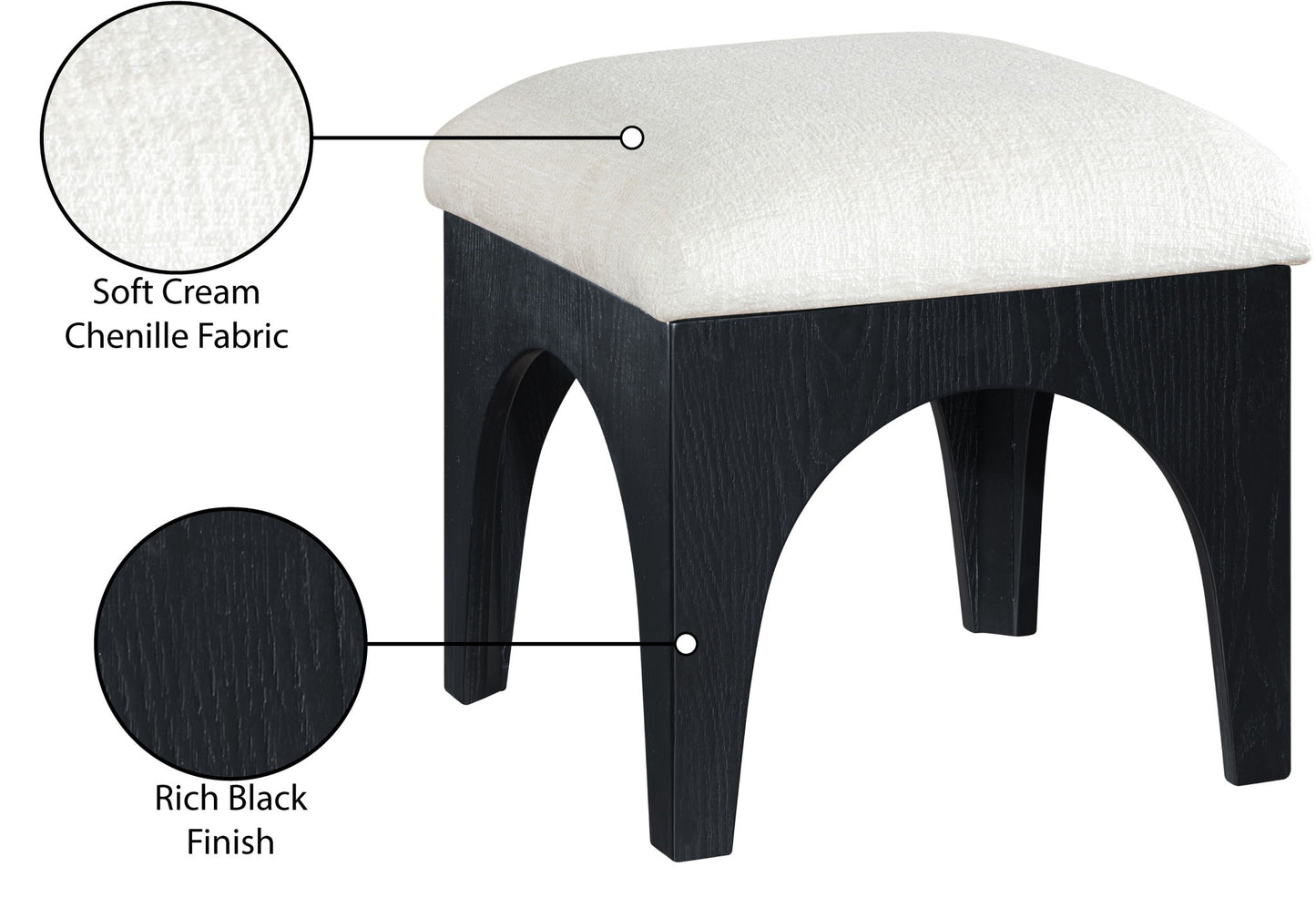 Lawson - Chenille Fabric Ottoman - Black Base