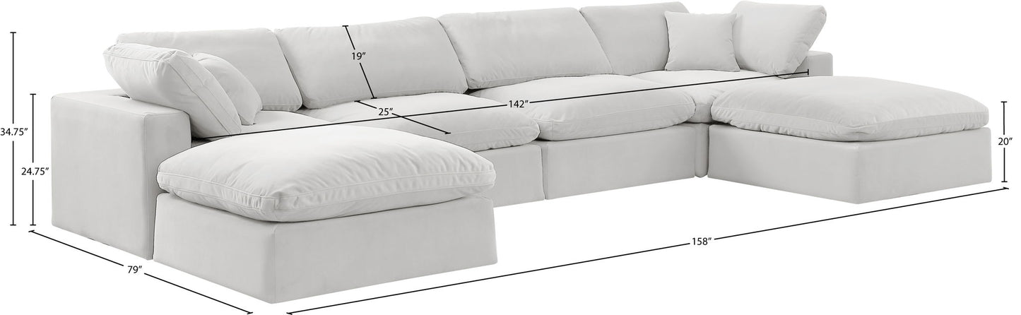 Comfy - 6 Piece Velvet Modular Double Chaise Sectional