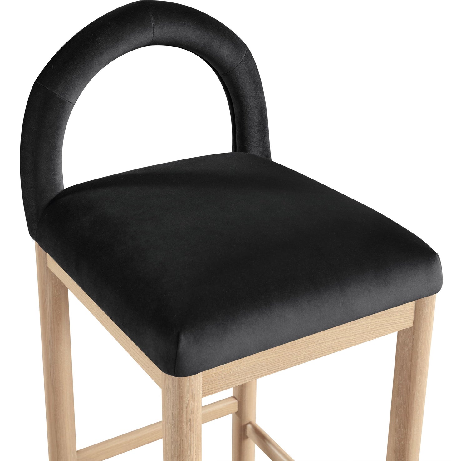 Conrad - Velvet Counter Stool With Natural Legs
