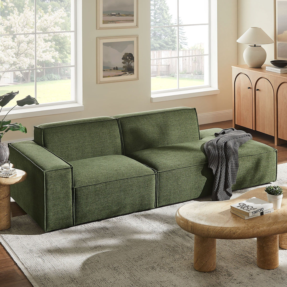 Restore 2-Piece Performance Fabric Upholstered Modular Loveseat - Foliage