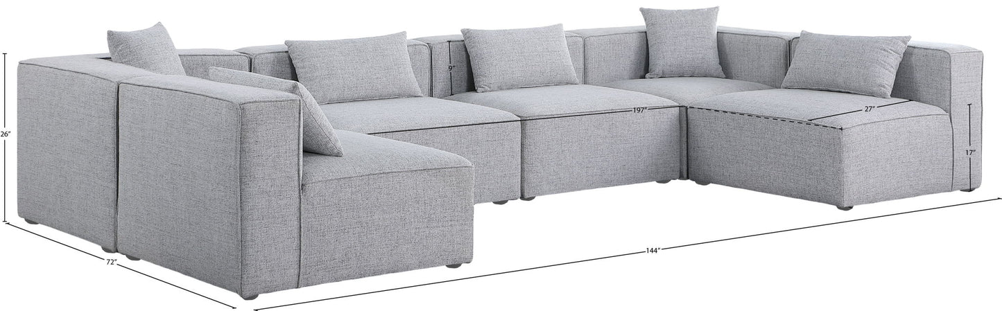 Cube - Linen 6 Piece Modular Armless Sectional