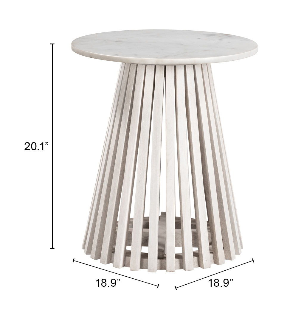 Mazara - Side Table - White / Natural