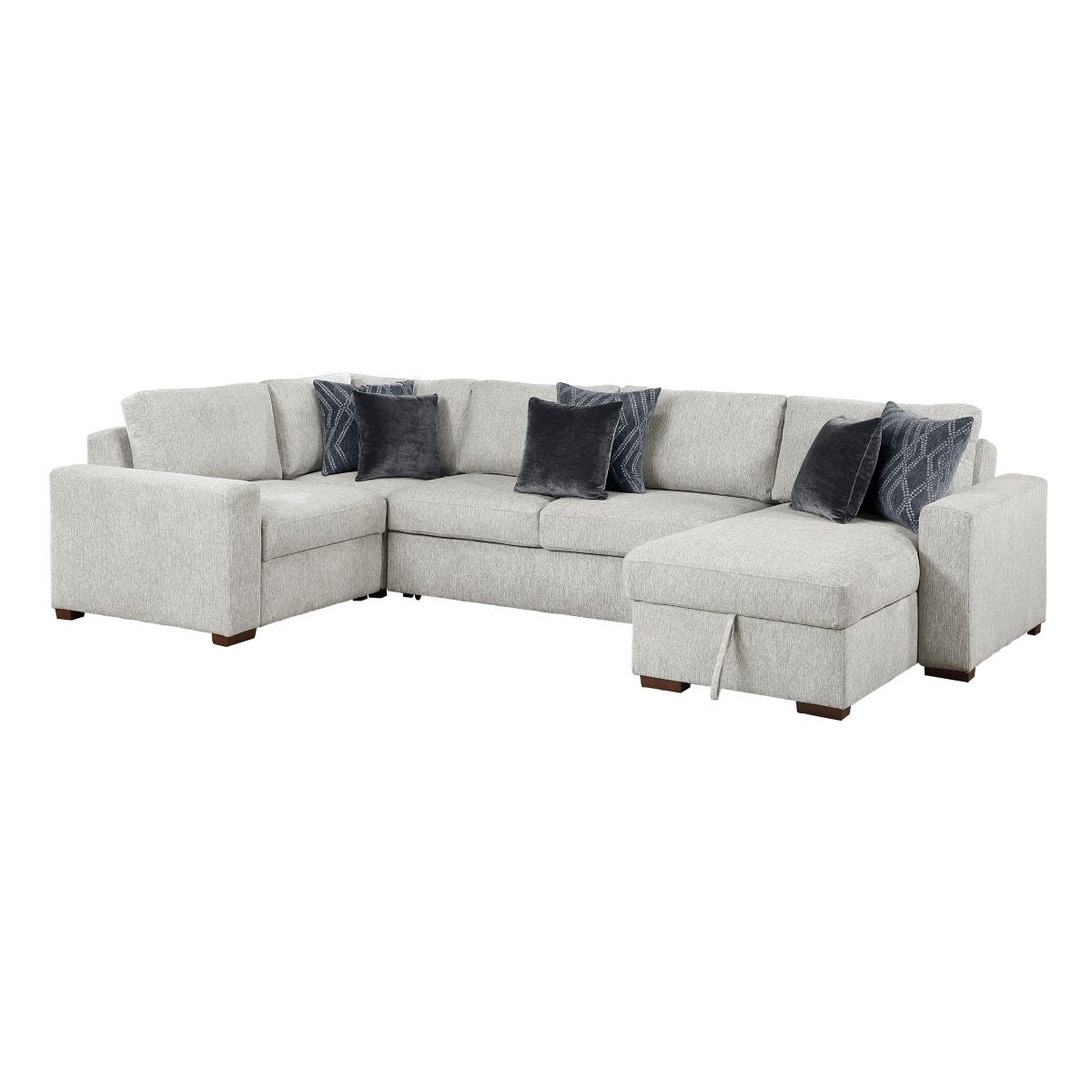 Isla 4-Piece Sectional with Convertible and Reversible Chaise, Hidden Storage, Click Motion Back