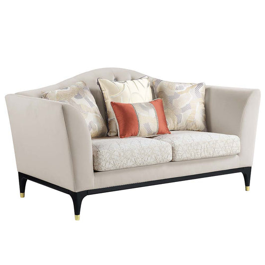 Tayden - Loveseat With 4 Pillows - Beige Velvet