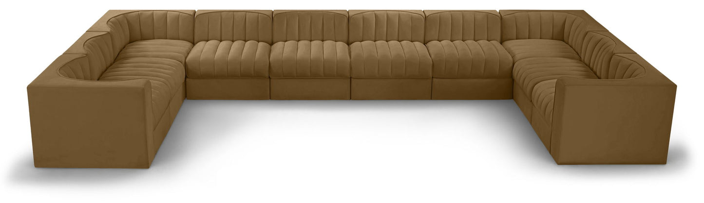 Rummi - Velvet Performance Fabric Upholstered 10 Piece Modular Sectional