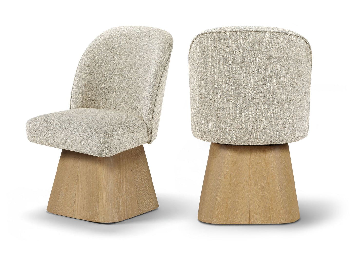 Marlowe - Linen Textured Fabric Upholstered Swivel Dining Side Chair - Stained Natural