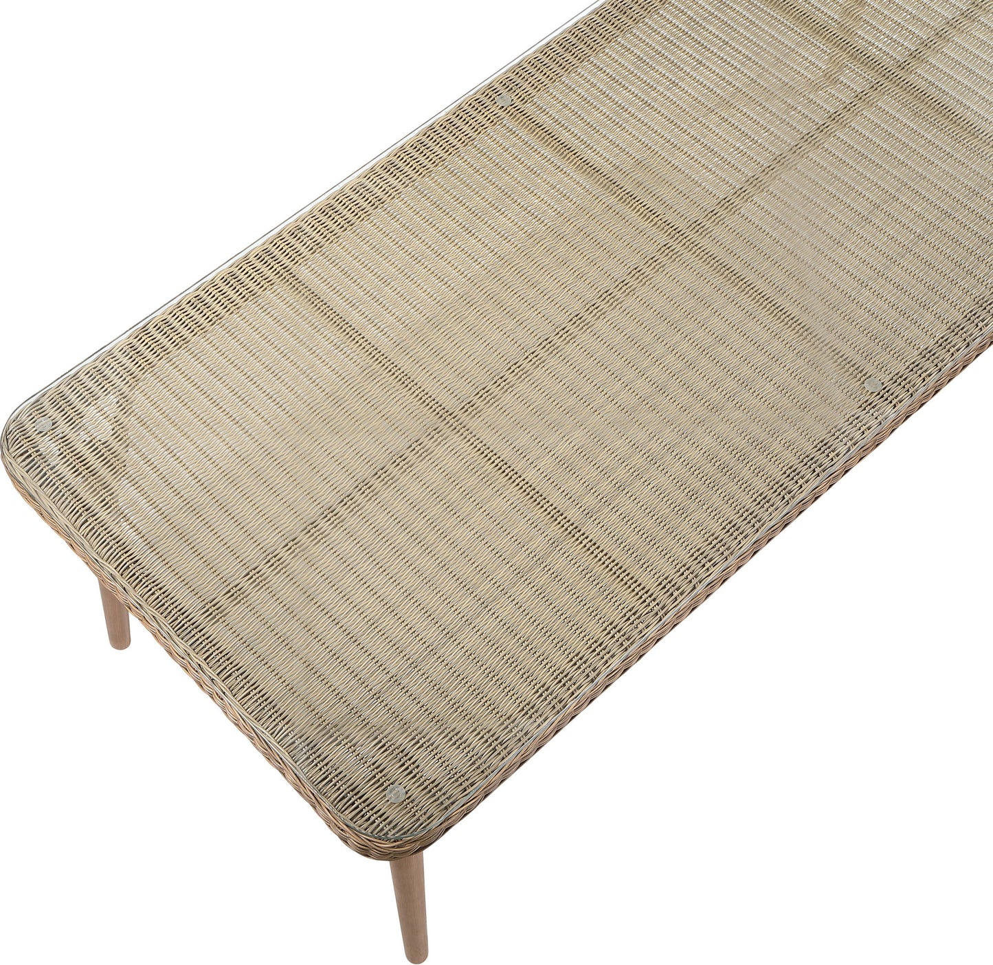 Seacrest - Tempered Glass Top And Wicker Outdoor Patio Dining Table