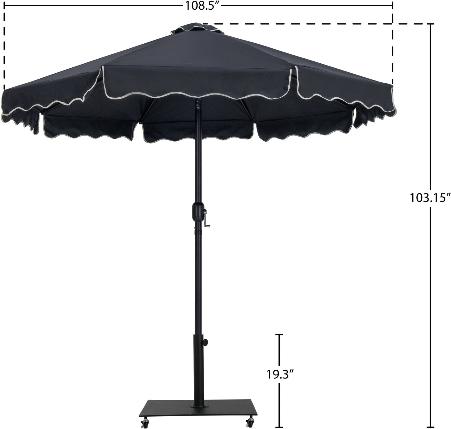 Amalfi - Aluminum Patio Umbrella - Black Base / Black Pole
