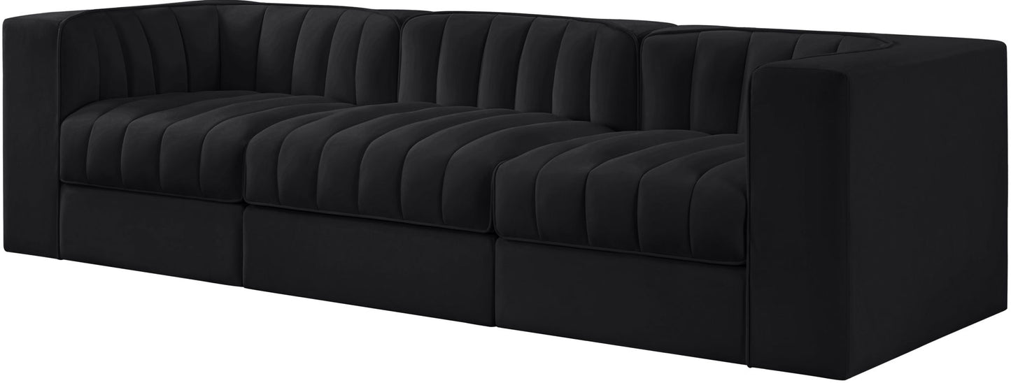 Rummi - Velvet Performance Fabric Upholstered 3 Piece Modular Sofa