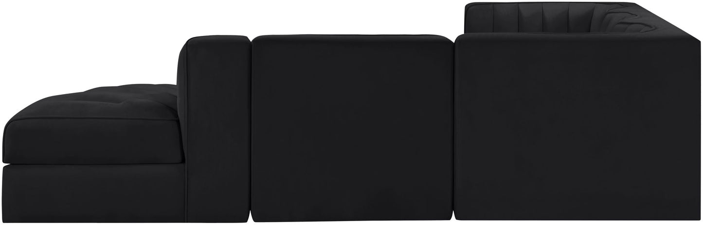 Rummi - Velvet Performance Fabric Upholstered 5 Piece Modular Sectional