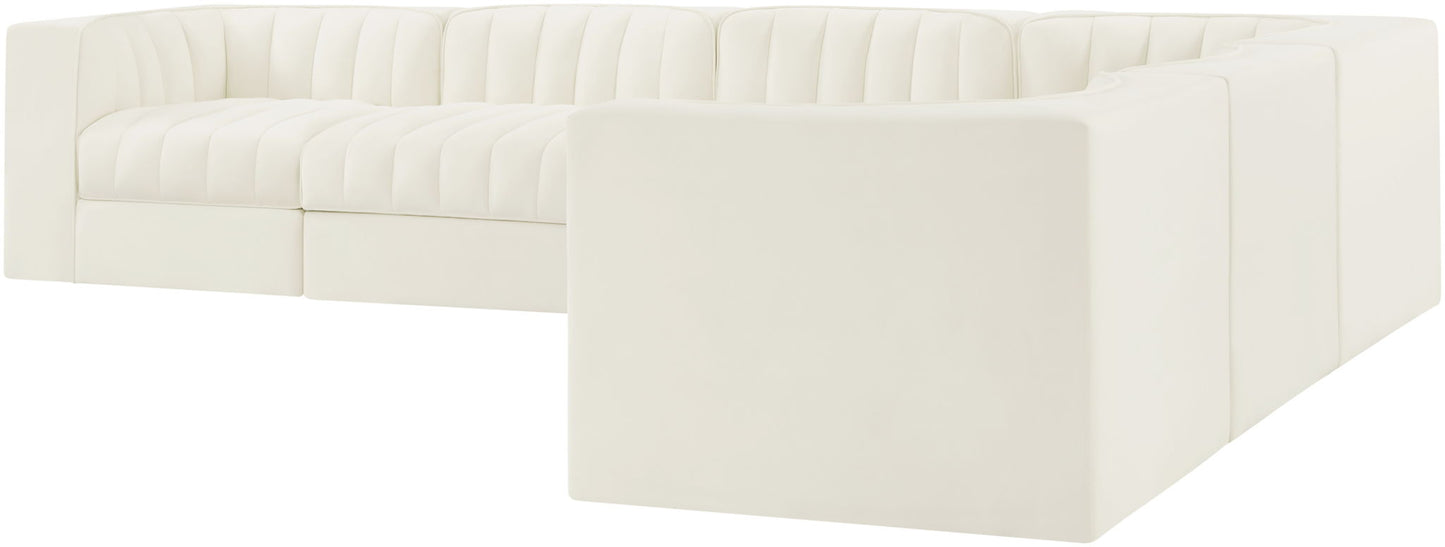 Rummi - Velvet Performance Fabric Upholstered 6 Piece Modular Sectional