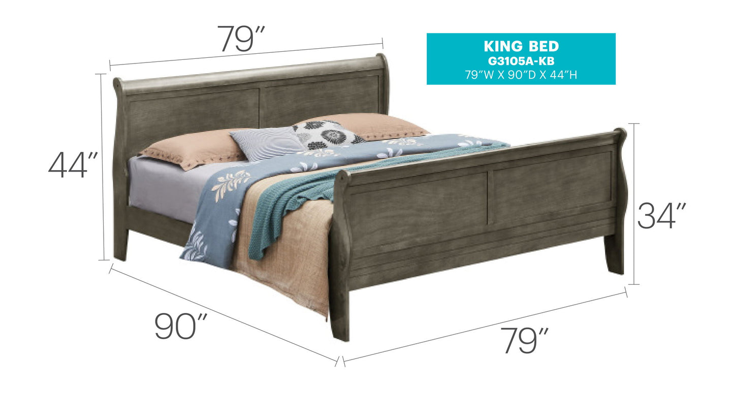 Glory Furniture - Louis Phillipe - Sleigh Bed