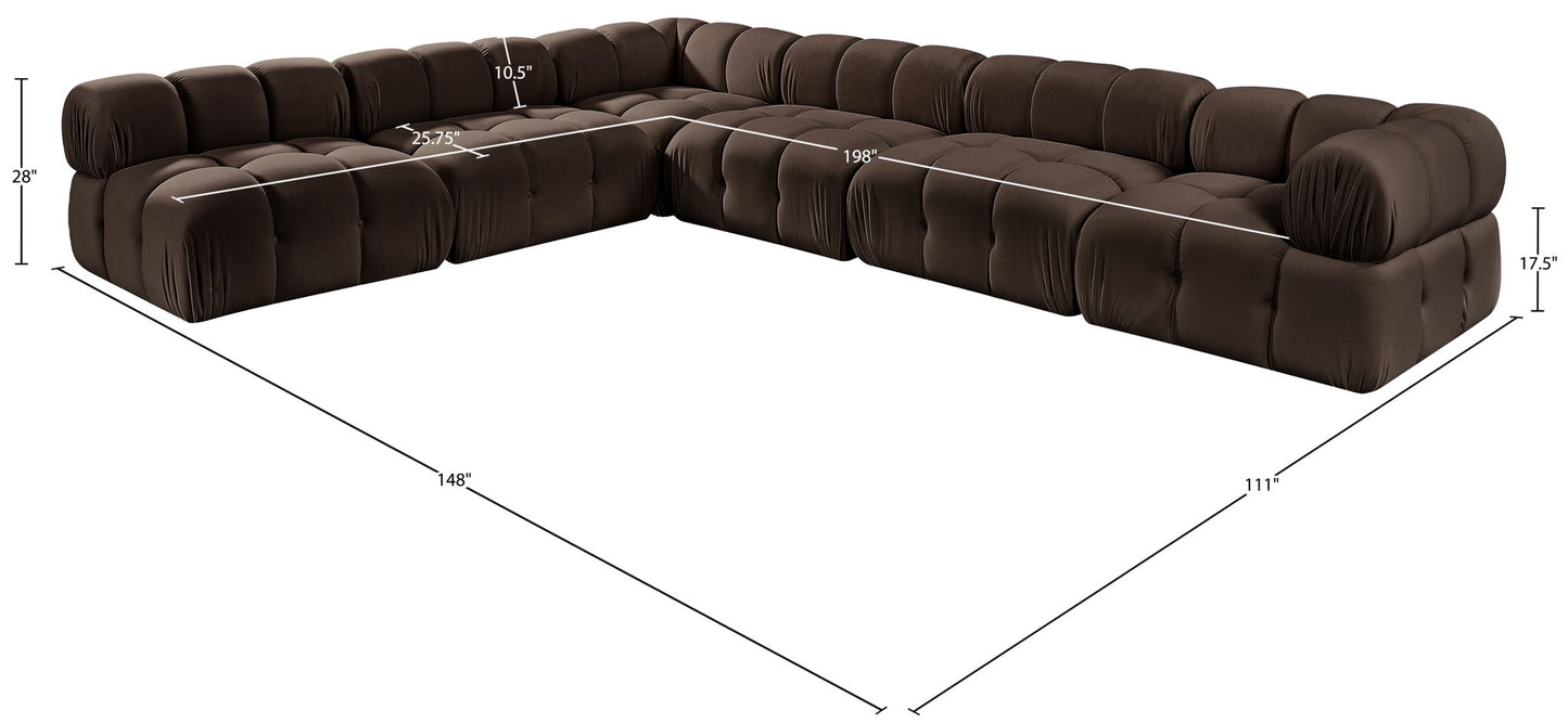 Orin - Velvet 6 Piece Modular L-Shaped Sectional