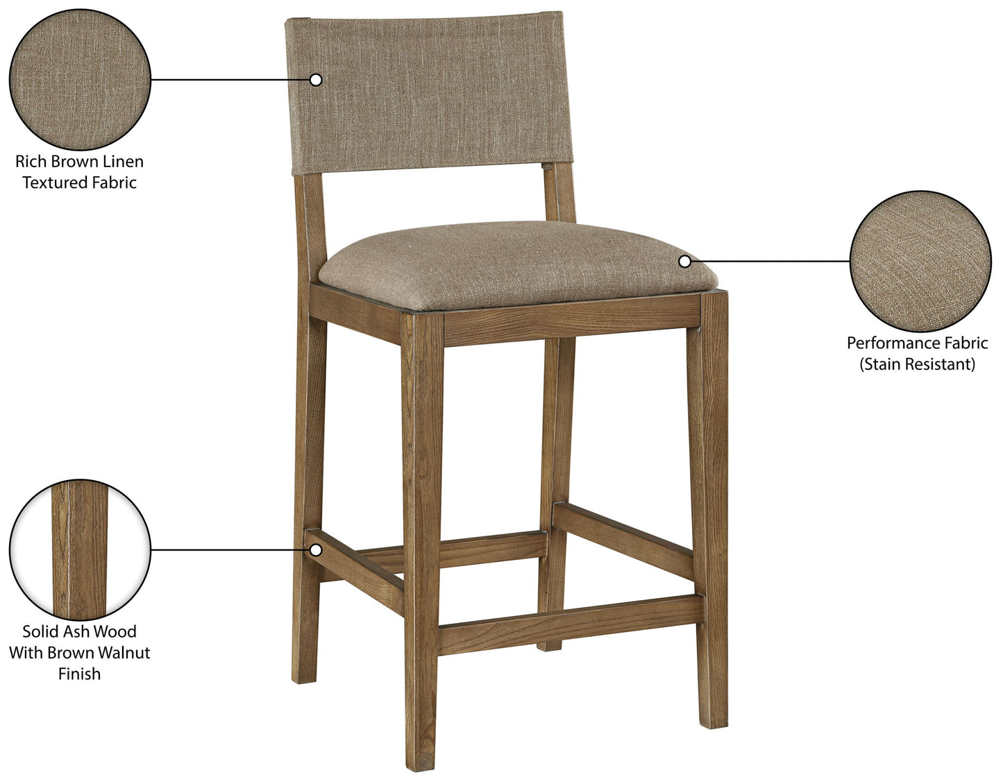 Avon - Linen Textured Performance Fabric Counter Stool