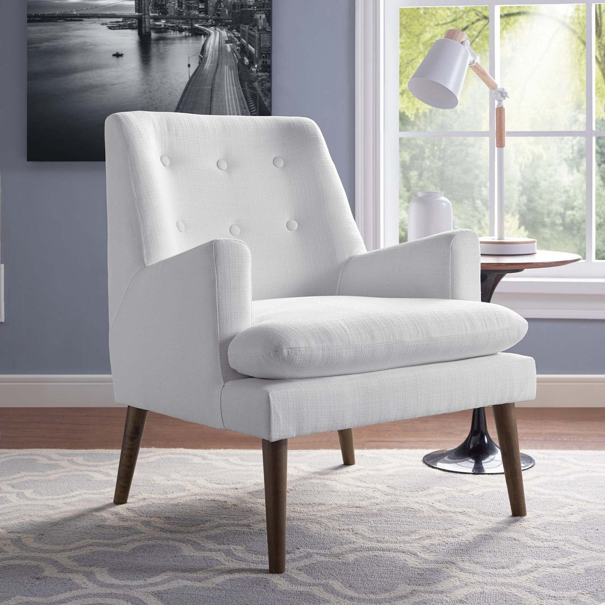 Leisure Upholstered Lounge Chair - White