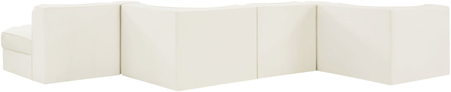 Rummi - Rounded Velvet Performance Fabric Upholstered 6 Piece Modular Sectional