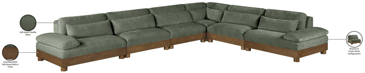 Turin - Chenille Fabric Upholstered Modular Sectional - Green