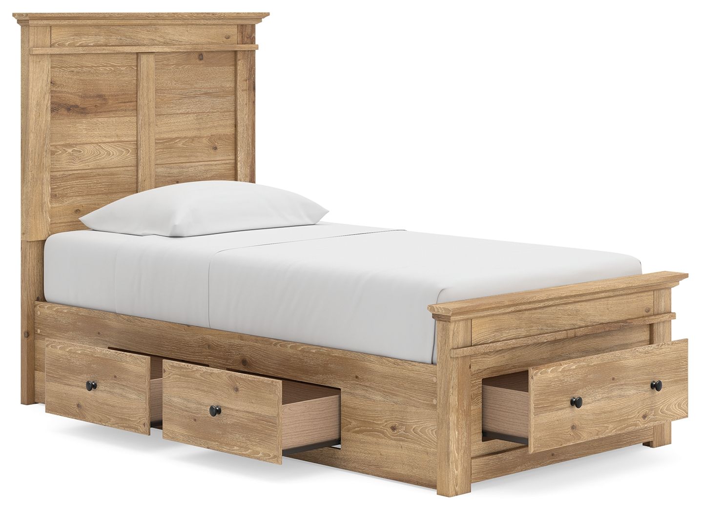 Makidern - Panel Storage Bed With 2 Under Bed Storage Units