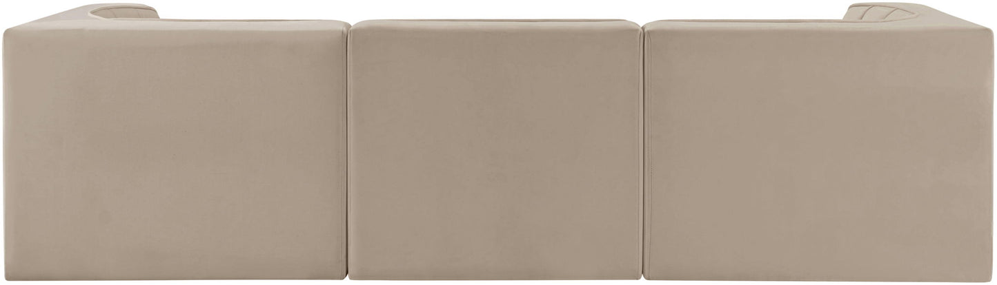 Rummi - Velvet Performance Fabric Upholstered 3 Piece Modular Sofa